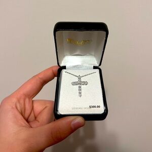 Belk Diamond & Sterling Silver Cross Necklace NWT